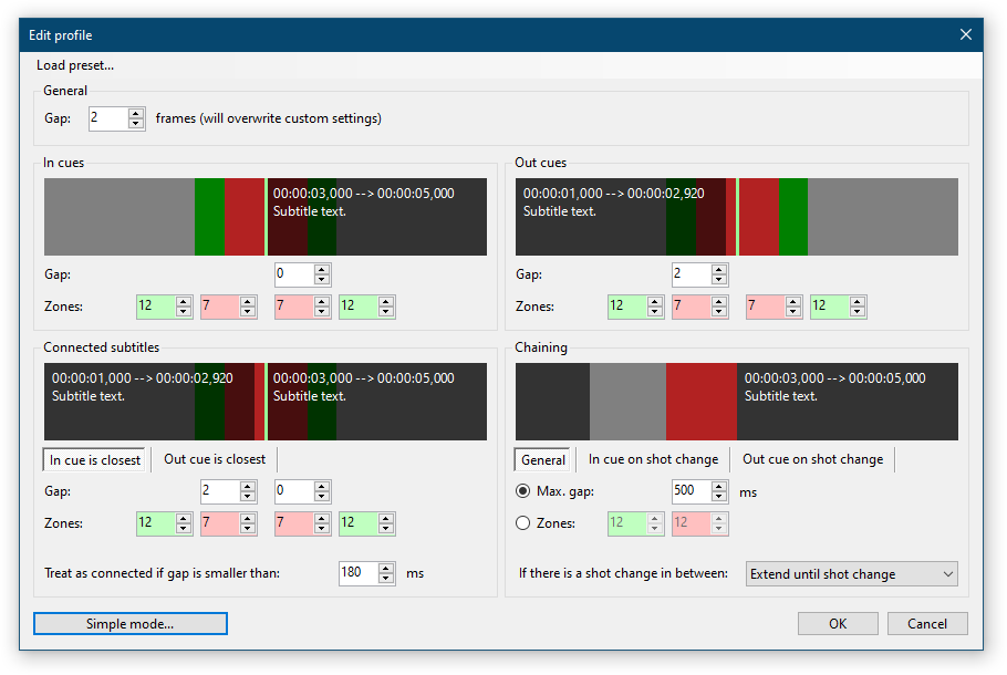 Subtitle Edit beautify time codes settings dialog for precise subtitle timing